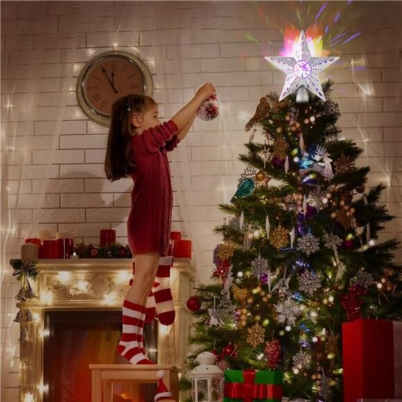 Christmas Tree Topper Star: Lighted with Automatic Rotating Multicolor - Picture 3 of 8